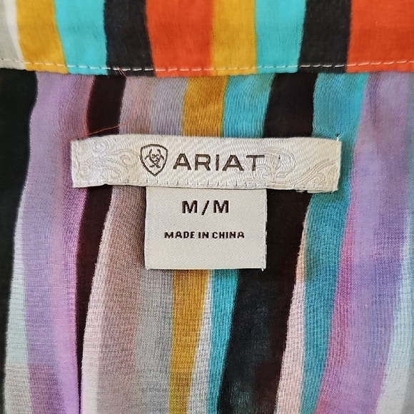 Ariat Sheer Long Sleeve Blouse Multicolor Women's Sz M - Picture 6 of 10